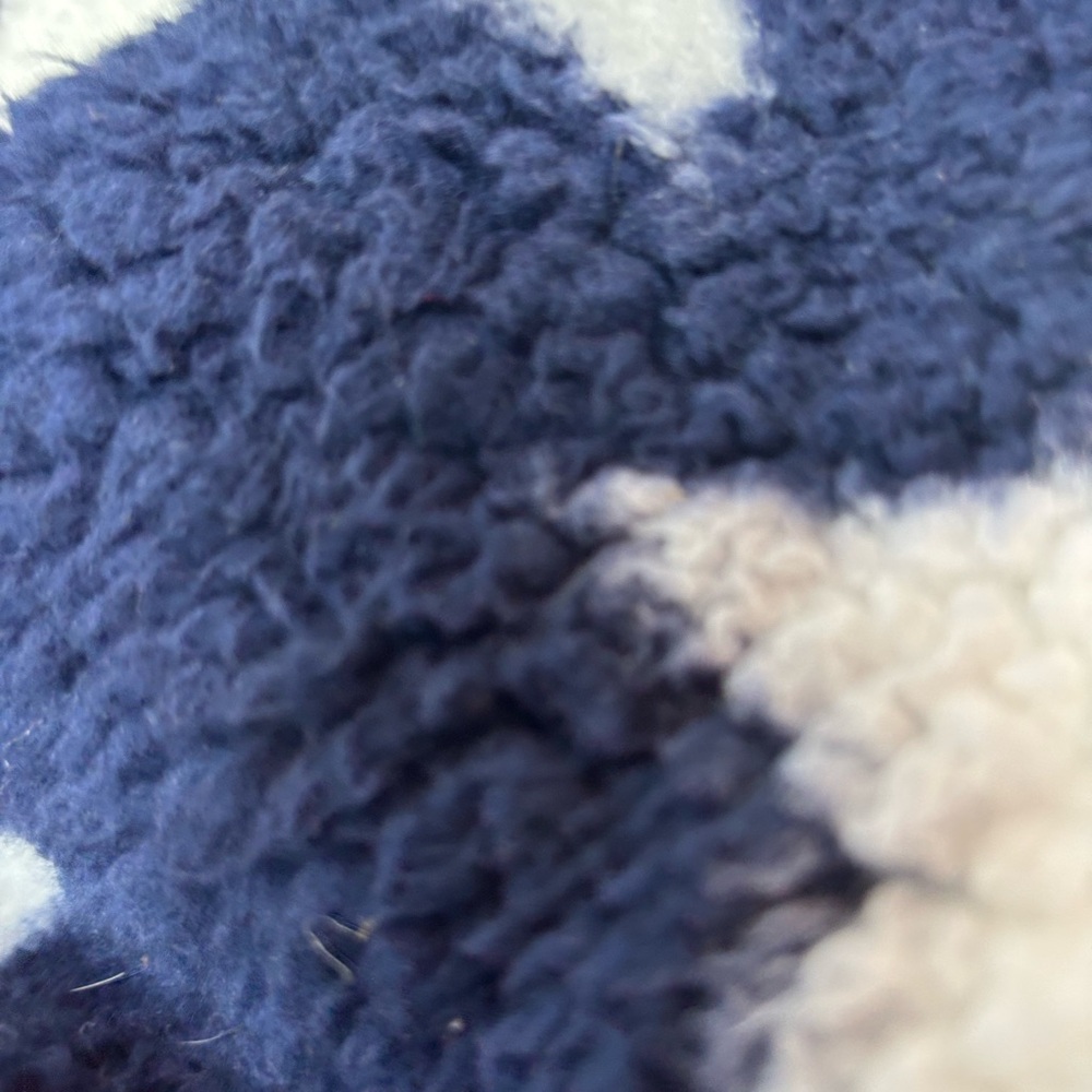 Handmade Cropped Fuzzy Navy Star 1 Button Jacket Elastic Waist and Cuffs - Picture 6 of 11